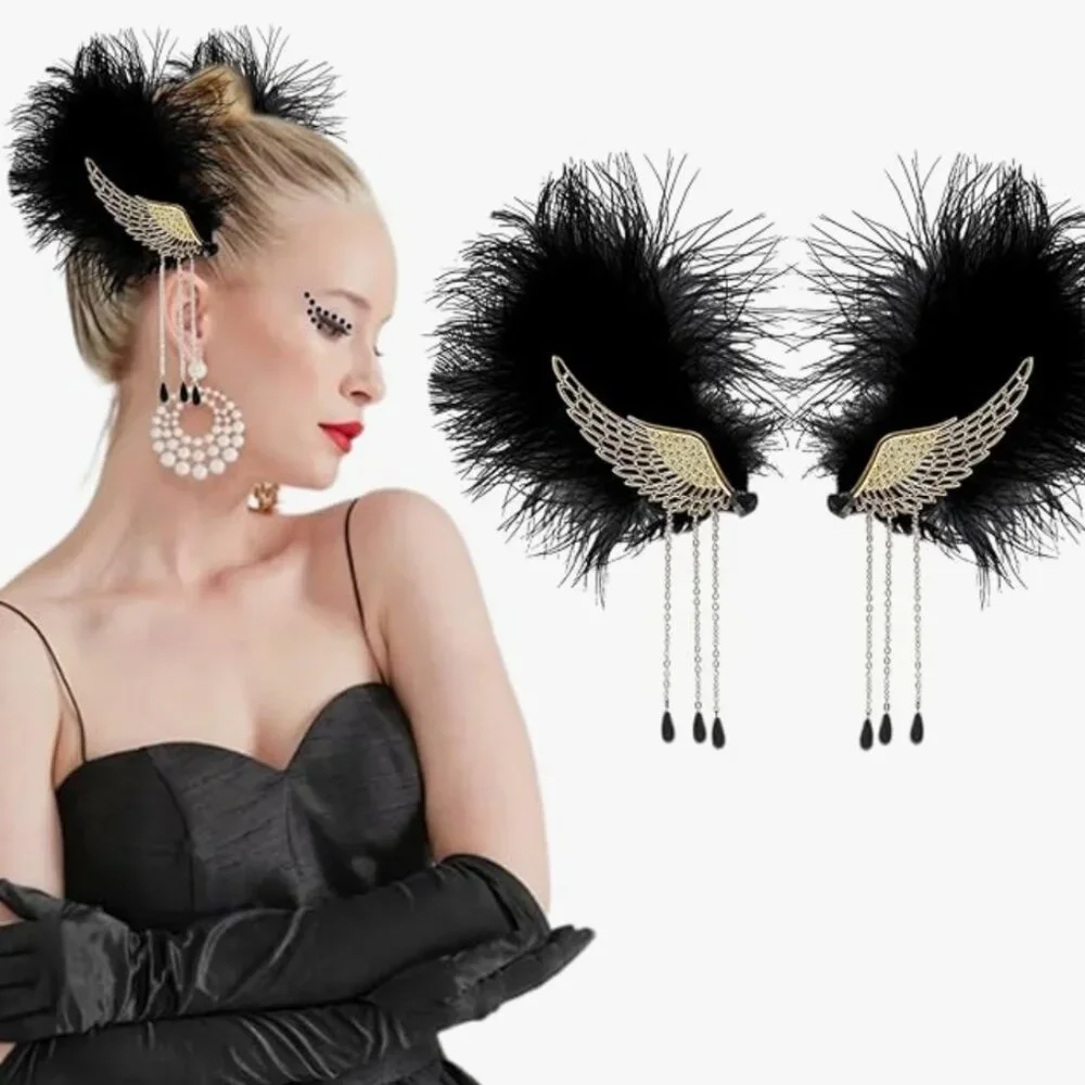 Angel Wings Feathers Tassel Hair Clips